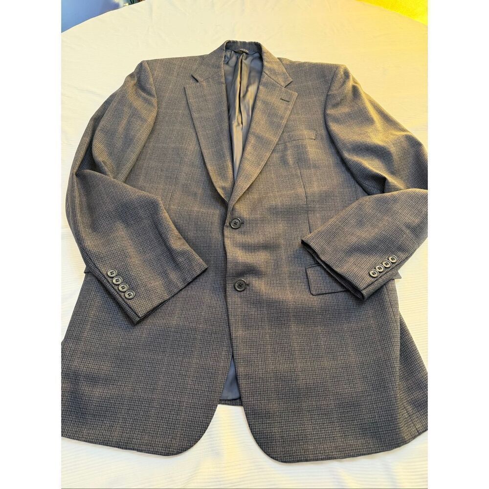 Brooks Brothers 1818 Madison Navy Blue Plaid Gingham Wool Blazer Size 42L